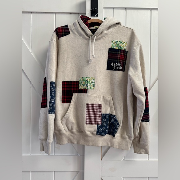 Teddy Fresh Tops - Teddy Fresh Patchwork Hoodie Sweatshirt